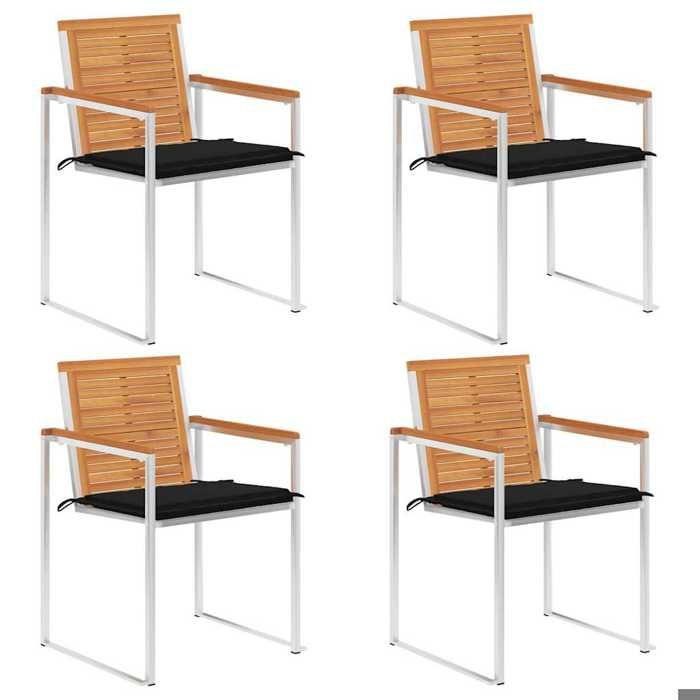 Maison Exclusive - Chaises de jardin lot de 4 avec coussins Bois d'acacia massif