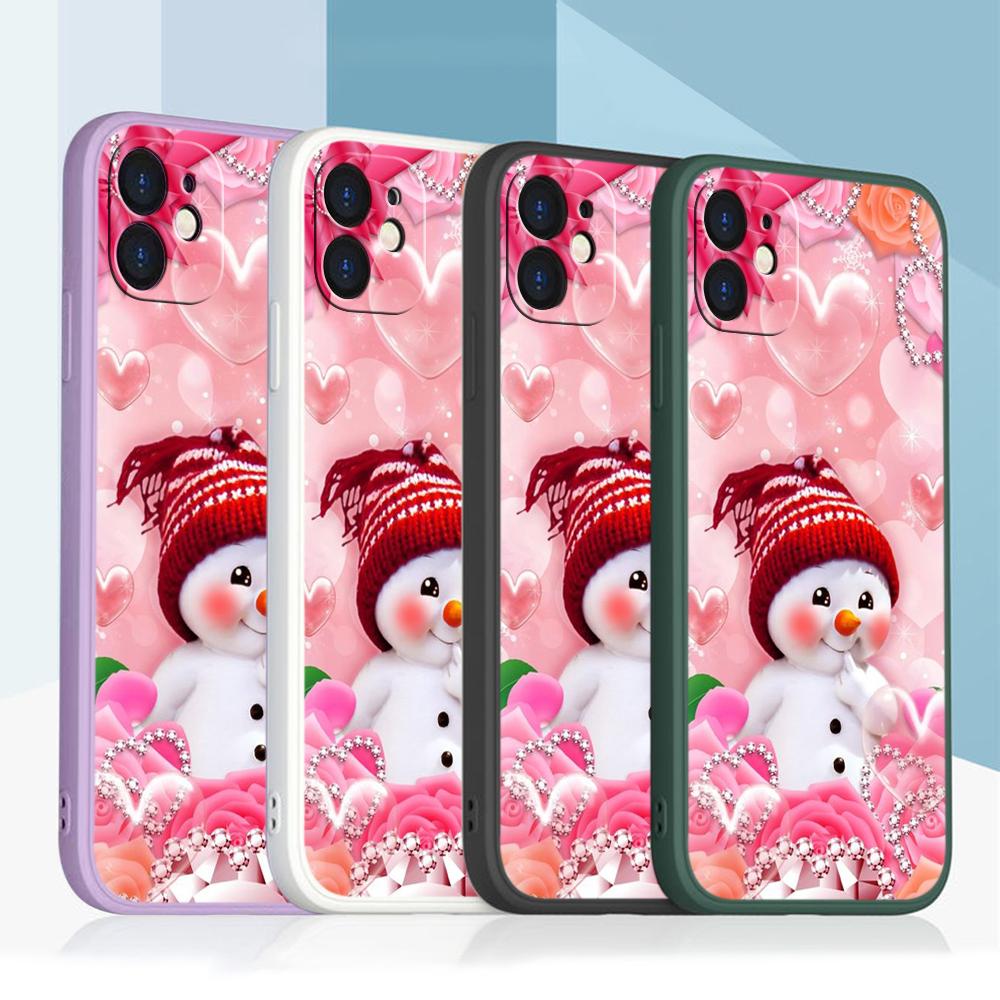 Samsung Galaxy A24 A54 A23 для iPhone 11 12 13 14 15 Pro Max Xiaomi Redmi 13C Huawei Straight Edge Мягкий чехол для телефона A3 Merry Christmas Bear Deer art