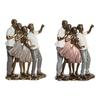 Figurine Décorative - Famille - 18 X 10 X 25 Cm - Rose Doré Et Blanc - Lot De 2