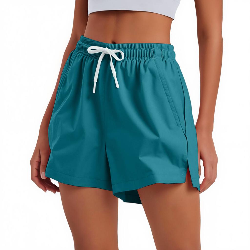 Женские спортивные шорты, повседневные свободные однотонные дышащие быстросохнущие шорты