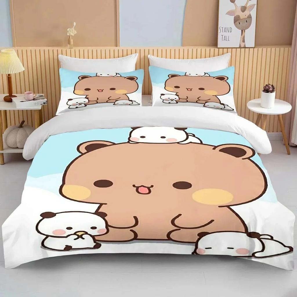 New Bubu Dudu Cartoon Cute Bear Kawaii Christmas Gift King Twin Double Boys Bedding Set Microfiber or Polyester Duvet Cover Set