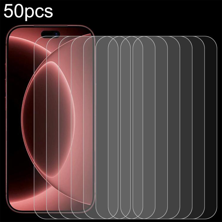 50Pcs 0.18mm High-Aluminum Tempered Glass Screen Protector For iPhone 18, Anti-Scratch HD Clear Protective Film