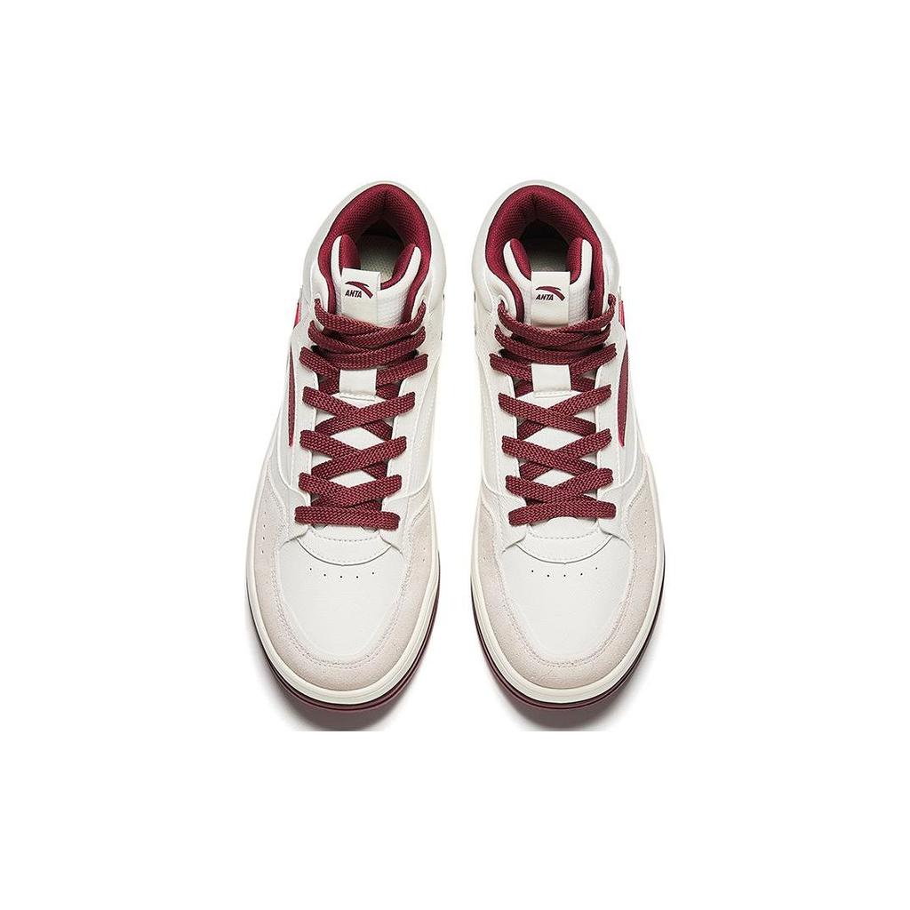 Anta Comfortable Versatile Shock Absorbing Durable High-Top Sneakers Men Sneakers White Red 912348081-4