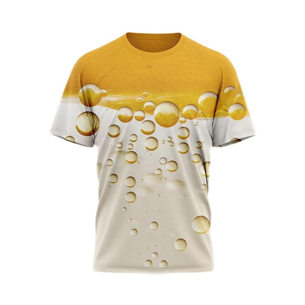 3D Beer Printing Short Sleeved T-shirt Top Trend Men's T-shirts