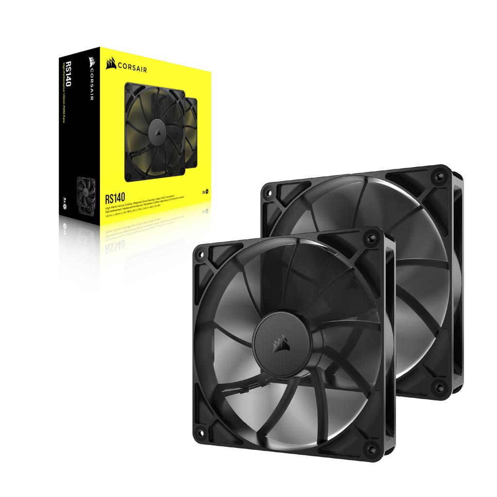 CORSAIR RS140 PWM 140mm PC Case Fan Daisy Chainable Dual Pack Black CO-9050191-WW