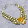 Yellow Septarian,Citrine Gemstone 925 Sterling Silver Jewelry Necklace 18"