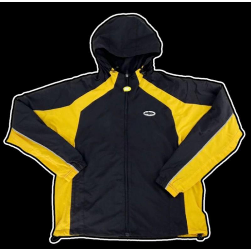 Devils Island Color Block Embroidered Windbreaker Hooded Zip Jacket Casual Loose Fit Outerwear