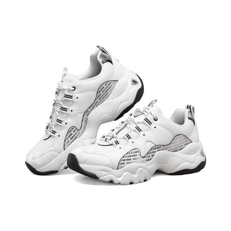 Skechers DLites 3.0 Сетчатая ткань Синтетическая кожа Спортивные Низкие Папины кроссовки Мужские кроссовки Белый Черный 237157-WBK