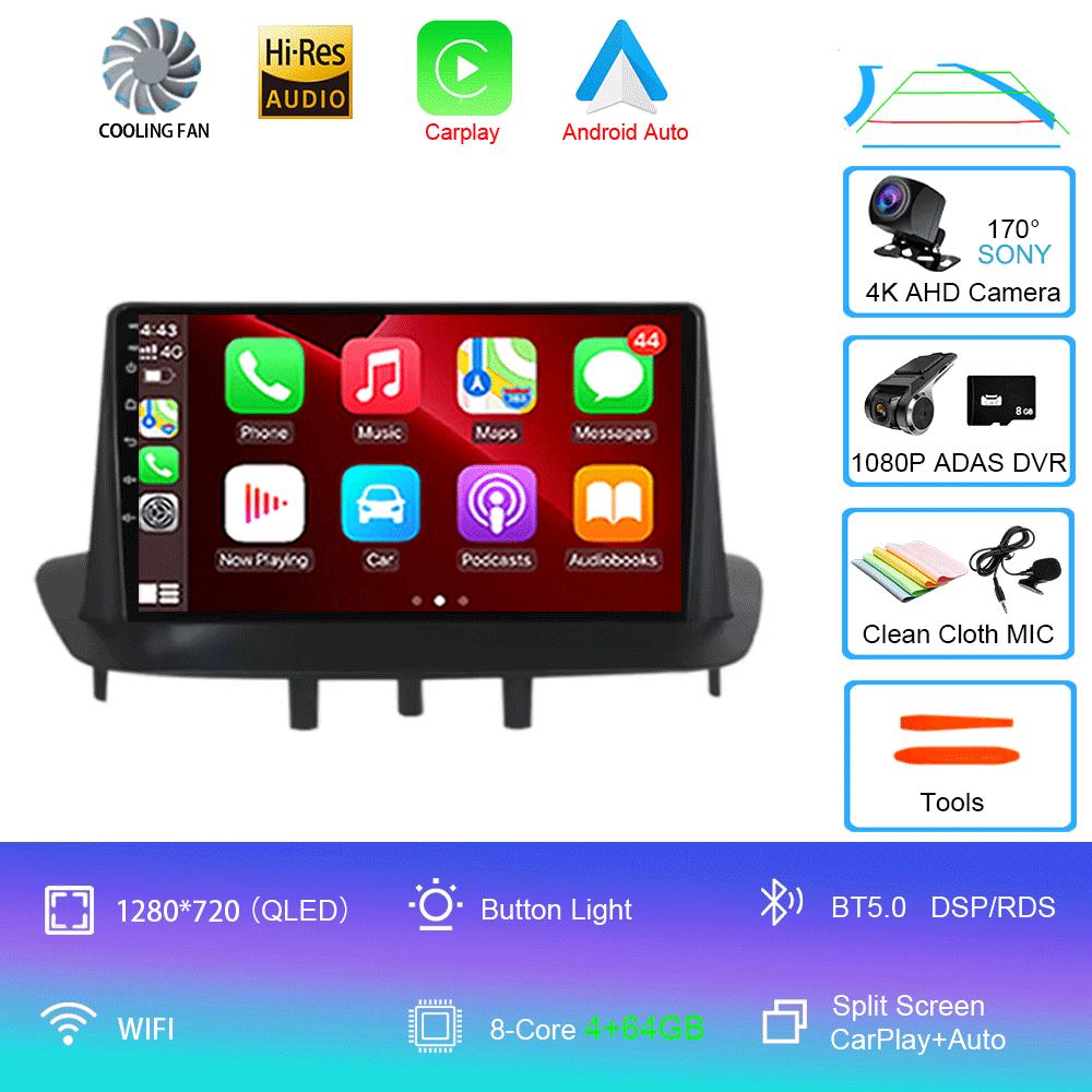 Автомобильное радио Android 14 для Renault Megane 3 Fluence 2008-2014 Мультимедийный видеоплеер Навигация Стерео DVD Carplay Головное устройство WIFI