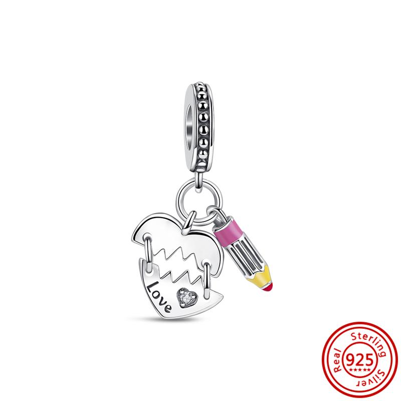 925 Copper Love Dreams Palette Crayon Music Guitar Piano Sports Pendant Beads Fit Original Pantaro Charms Bracelet DIY Zircon