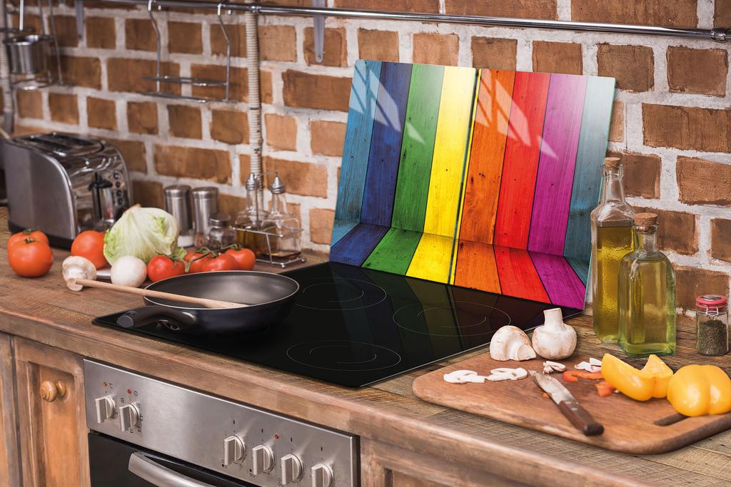 СТЕКЛЯННАЯ ЗАЩИТНАЯ ПАНЕЛЬ ДЛЯ КУХНИ 2x35x52 ЦВЕТНАЯ