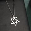 Classic Simple Heartagram Star Heart Stainless Steel Pendant Necklace Jewelry
