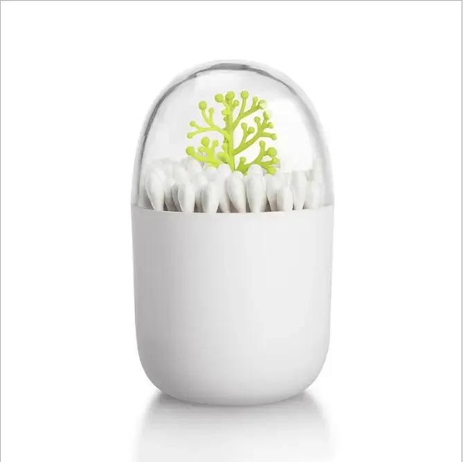 1pc Creative Toothpick Holder Plastic Cotton Swab Holder with Cute Mini Cactus Trees Rabbit Table Accessories Home Decor