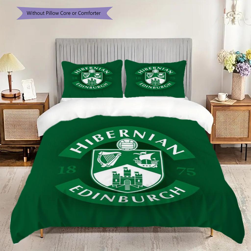 Hibernian Edinburgh Heritage Emblem Three-piece set (1 * duvet cover + 2 * pillowcase, without core) 2D Flat Bedding set Christmas birthday gift