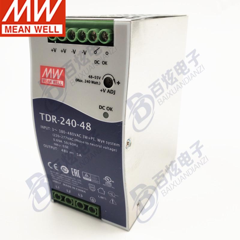 TDR-240-48 Three-Phase 380V DIN Rail 48V 240W Power Supply Replacement for DRT