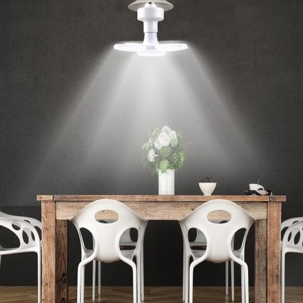 E27 LED Bulb Fan Blade Garage Light Deformable AC85-265V 28W Foldable Ceiling Fixture Lights Workshop Lamp Led Light Bulb  For Home Ceiling Light