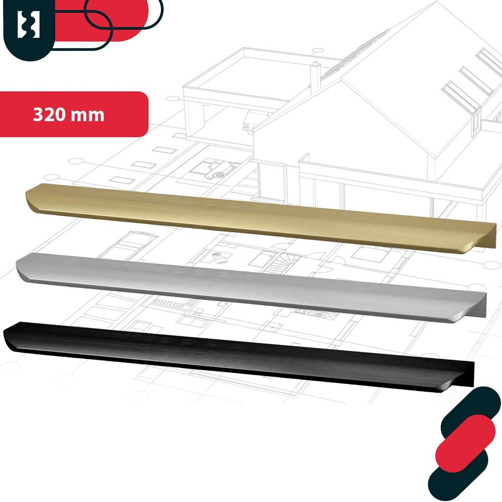 Uchwyt Meblowy Krawędziowy Nowoczesny Aluminium Srebrny 340 Mm 10 Sztuk