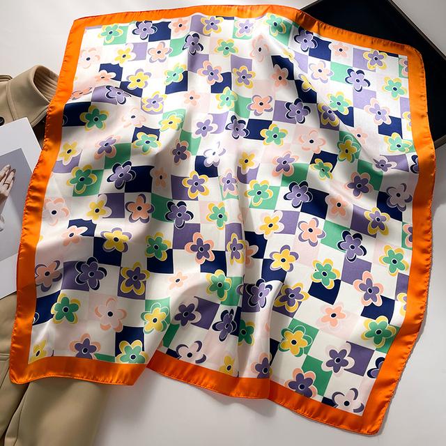 Шелковый квадратный шарф для женщин, шейный платок, женские повязки для волос, ленточная повязка на голову, роскошная шаль, атласный хиджаб, модные накидки, бандана