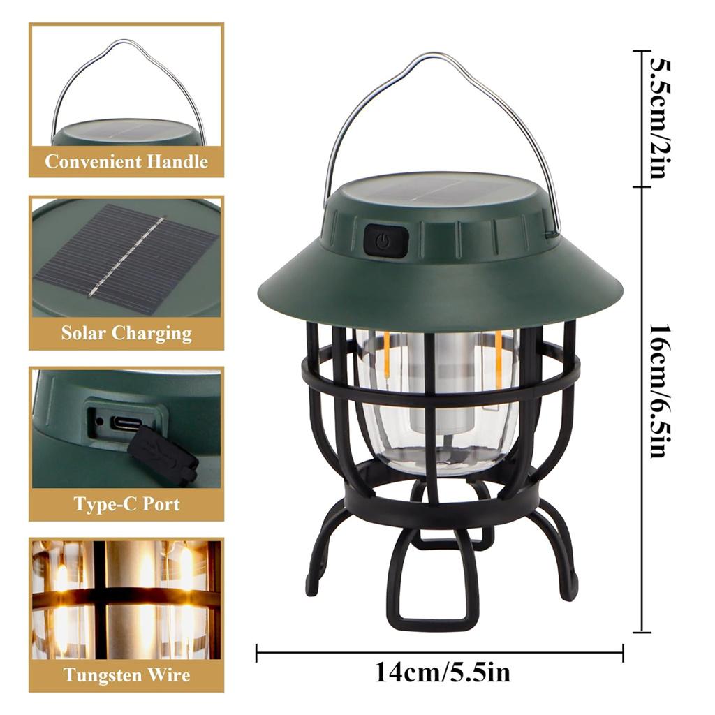 Rechargeable Solaire Portable Dimmable IP65 Waterproof LED Lanterne Camping for Tent, Hiking and Survival with 1200mAh