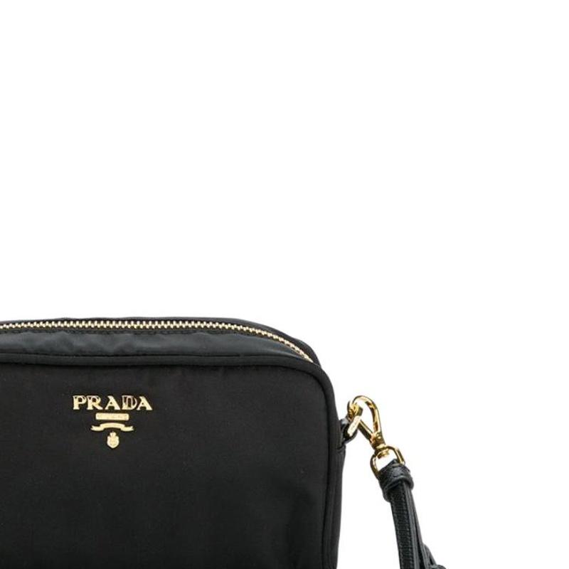Prada Metal accessories zipper nylon clutch small women's black
