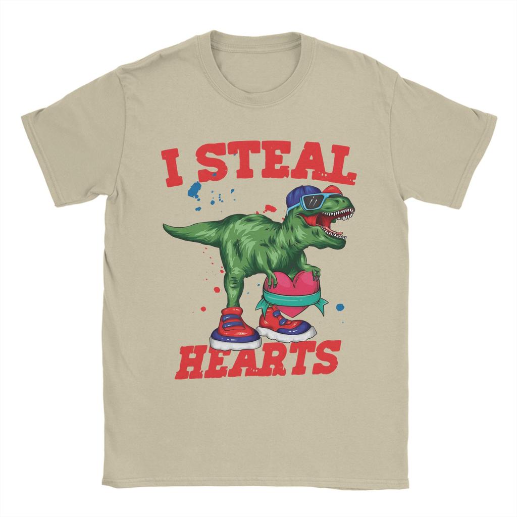 I Steal Hearts Trex Dino Cute Valentines Days T Shirt Unisexs Street Style Cotton TShirts Summer O Neck Hipster Tees Big Size Tops