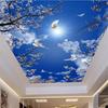 Потолочная фреска Синее небо Белые облака 3D фреска Подходит для спальни Лобби Потолочные обои Домашний декор