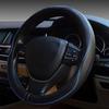 Универсальная чехол на руль автомобиля, противоскользящий кожаный чехол на руль, черный с синим
