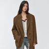 Fuzhien Retro Suede-Effect Mid-Length Blazer