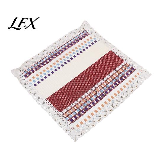 Solid Wood Chair Mat Cotton Linen Pad with Ties, Square Summer Seat Lace Dining Trim, 15.75" x Breathable Washable for Office