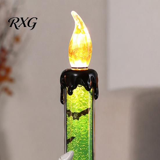 Decorative LED Flame Candles Halloween Ghost Candle Light, Spooky Hand Lamp Colorful Glitter Quicksand Tubes Tabletop Decor, Horror Light for