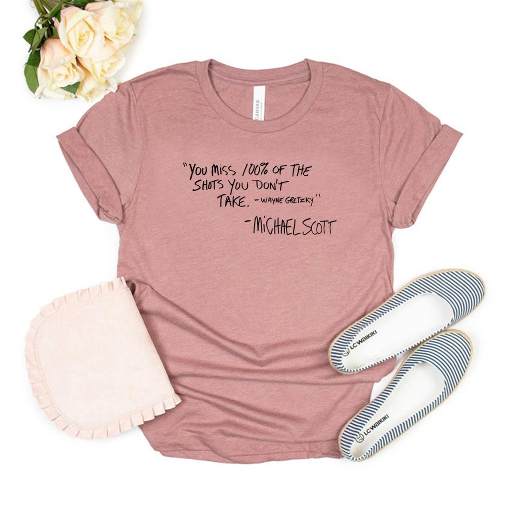 You Miss 100 of The Shots You Dont Take Quote Shirt Michael Scott Tee The Office Tshirt  Funny Graphic T Shirts Unisex Tshirt