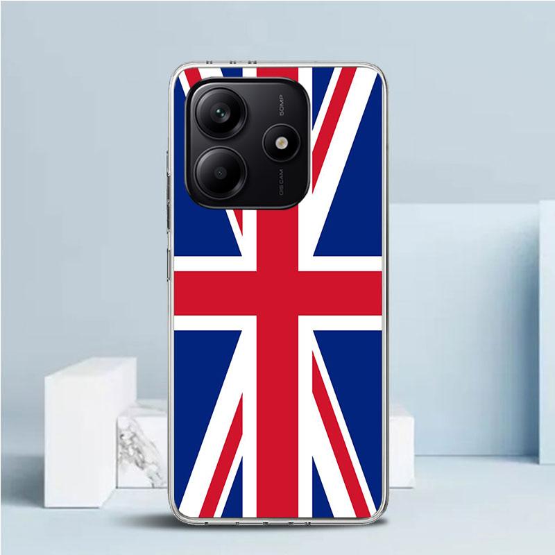 Флаг Великобритании Union Jack Англия Мягкий чехол для телефона Xiaomi Redmi Note 15 14 13 12 Pro Plus 14S 11S 11T 11E 10S 10 4G Узор Sh