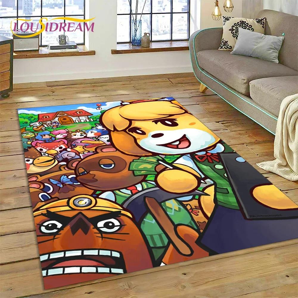 Cute Animal Crossing New Horizons Cartoon Carpet Rug for Bedroom Living Room Home Sofa Decoration,Kid Game Large Decor Floor Mat