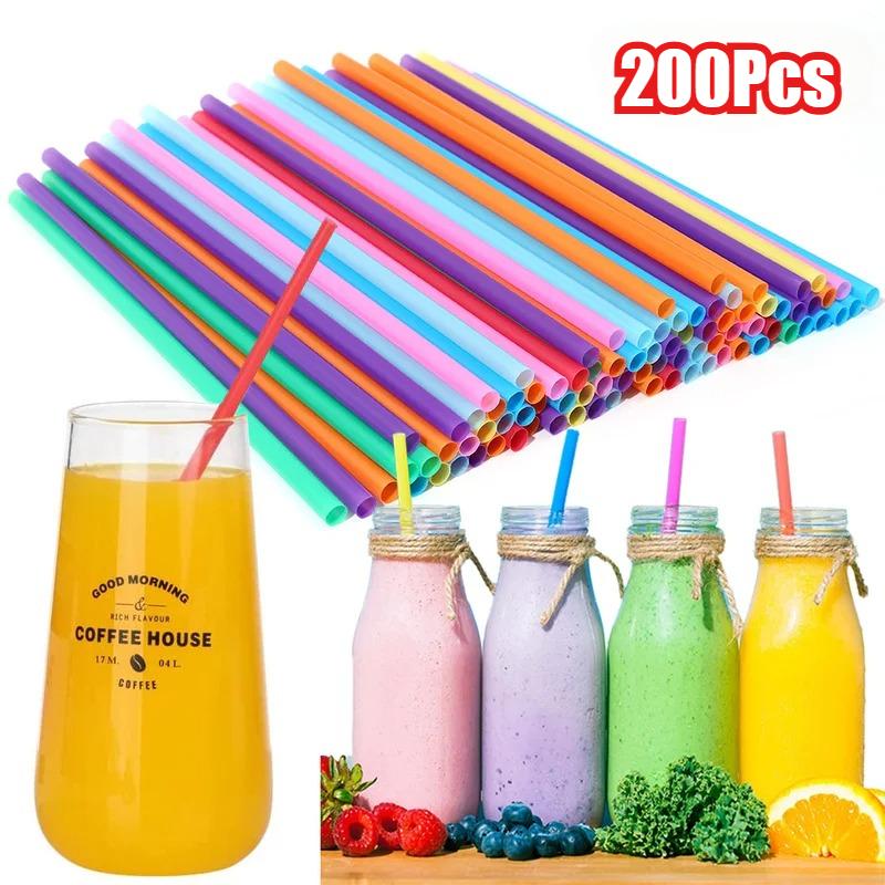200 шт. универсальные трубочки для молочных коктейлей Bubble Boba молочный чай пластиковые толстые трубочки для смузи холодные напитки посуда для напитков барные аксессуары