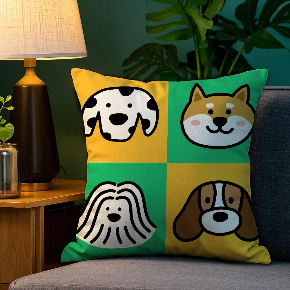Cartoon Simple Cute Dog Pillow Case Plush Fabric Soft Double Sided Print Home Sofa High Quality Cushion Cover Throw