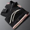 Unisex Side-Stripe Casual Sports Hoodie & Knitted Sweatpants Set for Spring/Summer