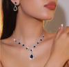Set Earrings Necklace Wedding Silver Elegant Black Zircons B26