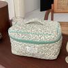 Large Capacity Quilted Toiletry Organizer Cotton Travel Bag for Makeup and Cosmetics Perfect for Ladies and Girls