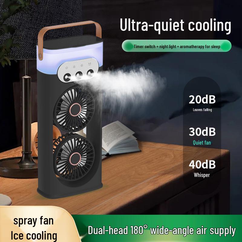 Portable Dual Head Desktop Air Conditioner Fan with Cool Mist