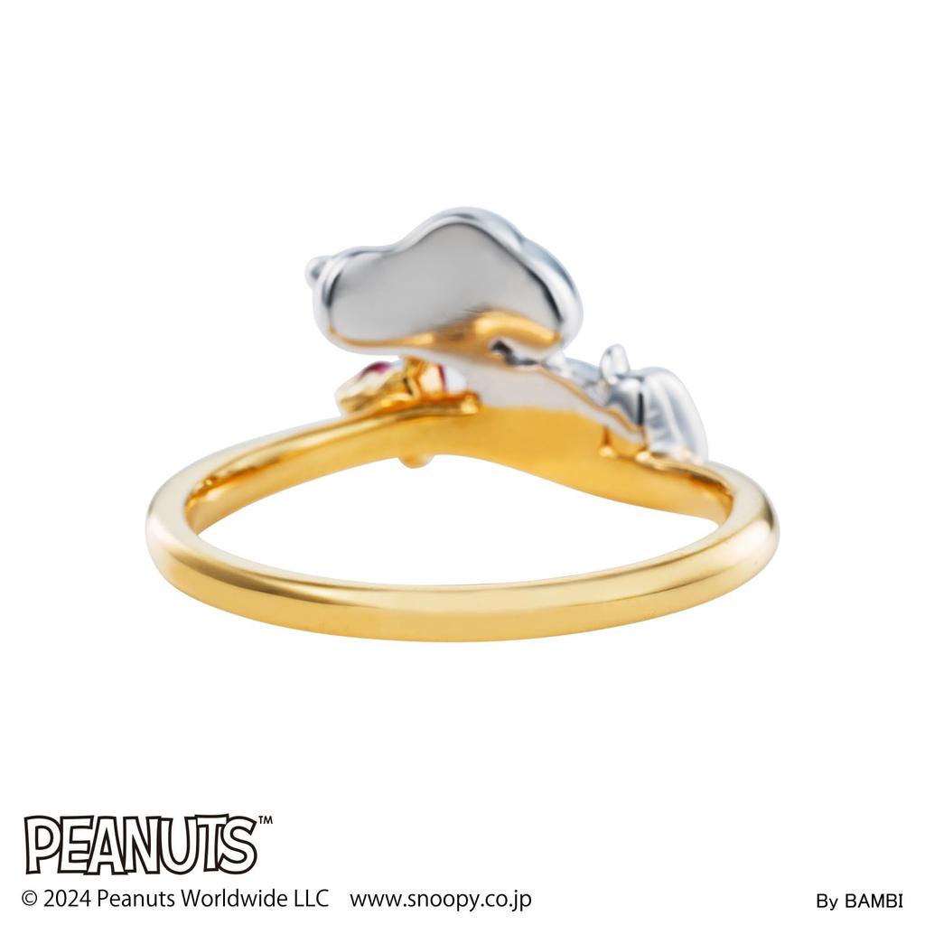 Snoopy PEANUTS Size Silver Cubic [White Clover] Women's Ring, 7-13, 925, Zirconia, PNT-R003