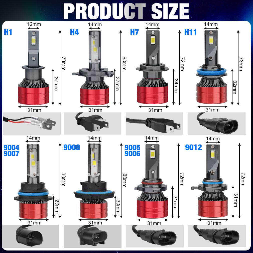 2 шт. 60000LM мощные автомобильные светодиодные фары H4 H7 6000K HB3 HB4 9005 9006 H1 H11 H8 9004 9007 9008 H13 9012 Hir2 лампы CSP 3570 чипы противотуманные фары 60 Вт