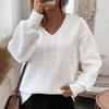 Autumn Women'S Sweatshirt Womens Textured Sweatshirt Oversized V Neck Long Sleeve Pullover Sweater Solid Color Loose Y2k Clothes