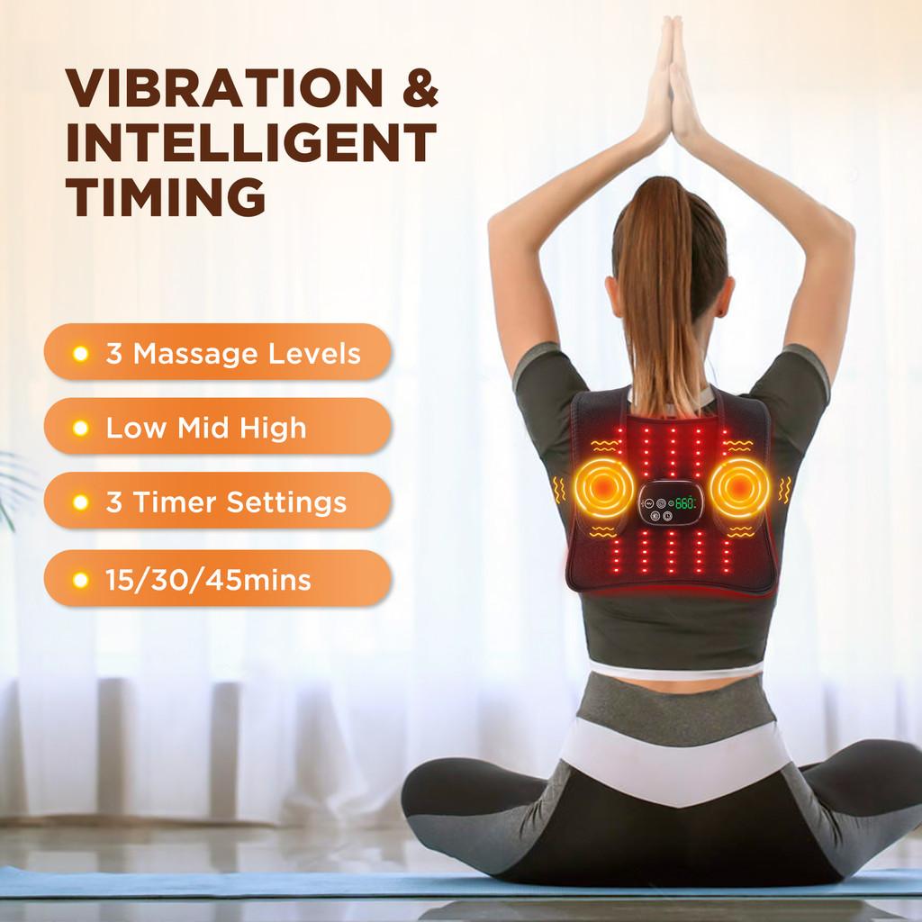 Multifunctional Red Light Massage Pad Near-infraed Light Vibration Full Body Massager Relieve Soreness Heating Waist Brace