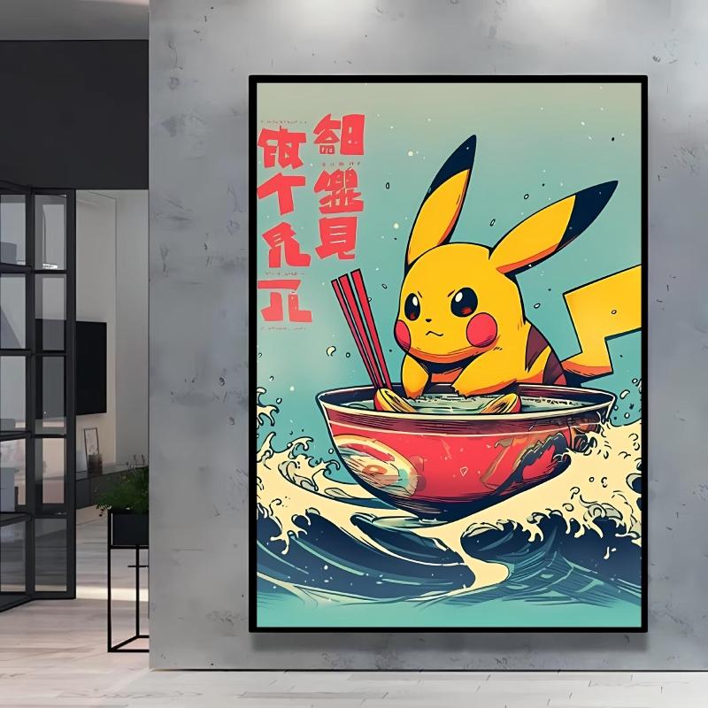 Canvas Poster Pokemon Pikachu Cartoon Picture Lasting Colors Children Gifts Classic Home Living Room Walls Decorative Painting