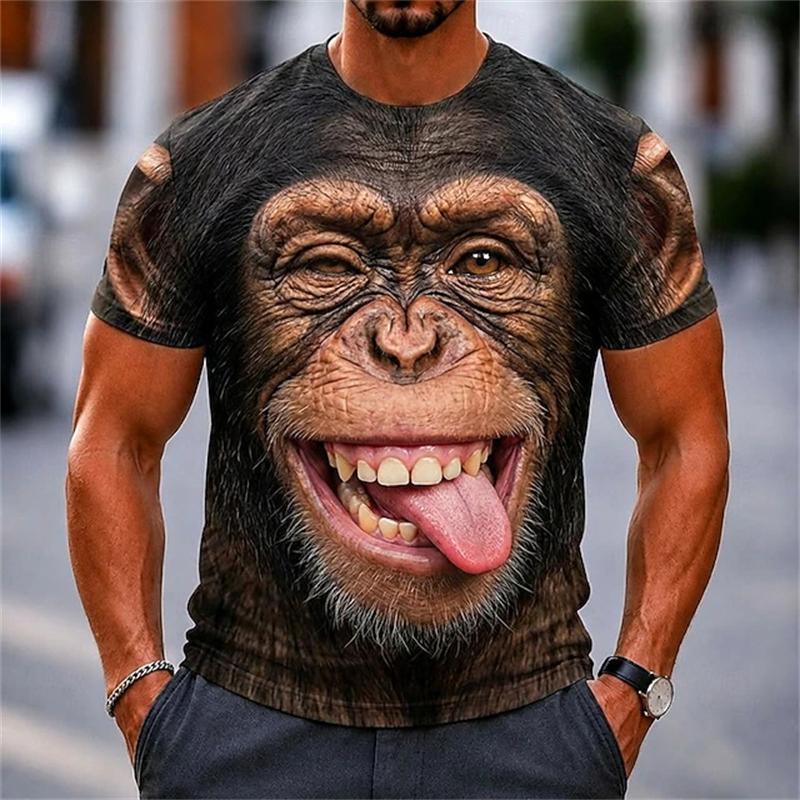 Мужская футболка с 3D-рисунком - 3D-вышивка, круглый вырез, короткий рукав, свободный, большой размер, летняя мужская одежда