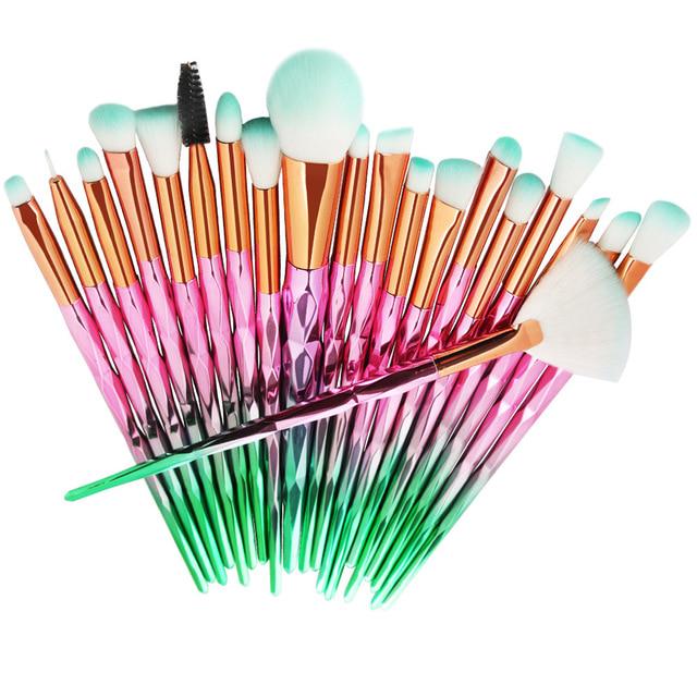 Набор кистей для макияжа с кристальными ручками. 20 штук