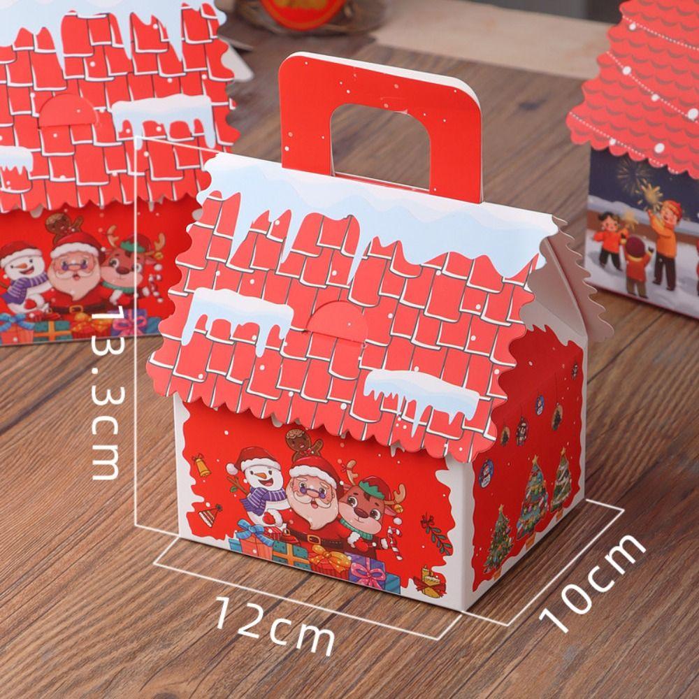 10pcs Christmas Cookie Snack Bag Kraft Paper Packing Box Creative Candy Gift Boxes for Xmas Party