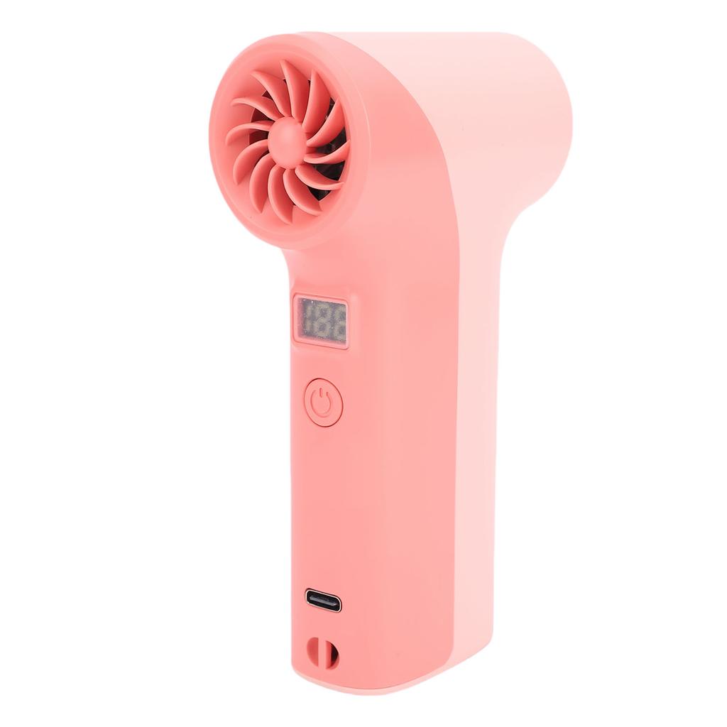 Handheld Turbo Fan 40000RPM High Speed 5 Gears Rechargeable Portable Handheld Fan with LED Light Roseate