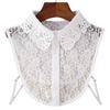 Ladies Lace Hollow Out Blouse with Detachable Fake Collar Choker Necklace Removable Half Shirt Ladies Fashion Top