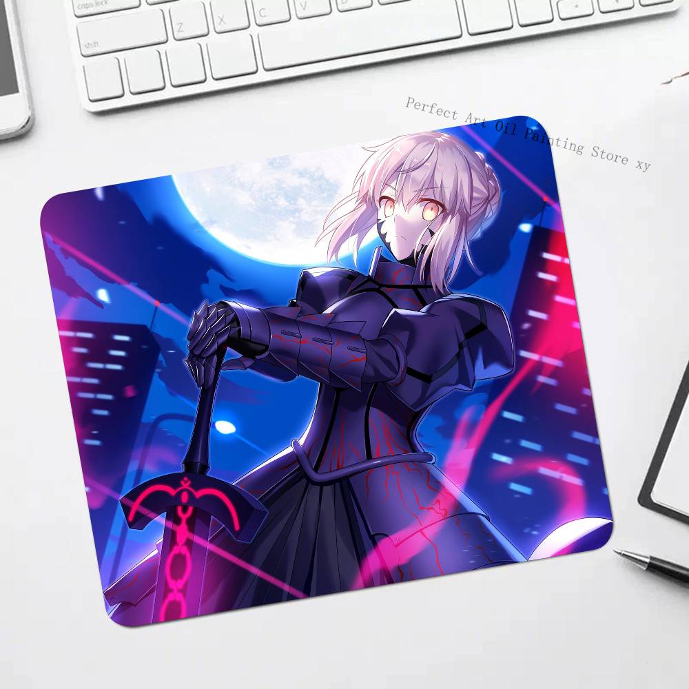 Игровой Коврик для Мыши Fate Stay Night Saber Маленький с Замком для Геймеров Настольный Коврик Прямоугольный Противоскользящий Резиновый